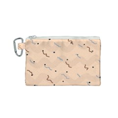 Lines Dots Pattern Abstract Art Canvas Cosmetic Bag (small) by Cemarart