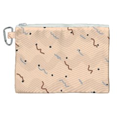 Lines Dots Pattern Abstract Art Canvas Cosmetic Bag (xl) by Cemarart