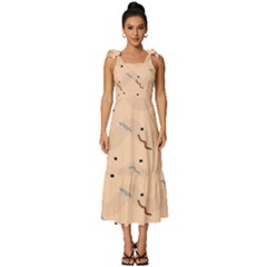 Lines Dots Pattern Abstract Art Tie-strap Tiered Midi Chiffon Dress by Cemarart