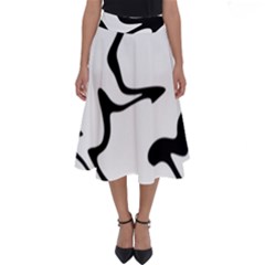 Black And White Swirl Background Perfect Length Midi Skirt by Cemarart