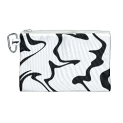 Black And White Swirl Background Canvas Cosmetic Bag (large) by Cemarart