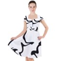 Black And White Swirl Background Cap Sleeve Midi Dress View1