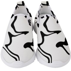 Black And White Swirl Background Kids  Slip On Sneakers by Cemarart