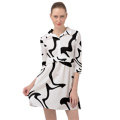 Black And White Swirl Background Mini Skater Shirt Dress