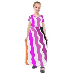 Warp Liquid Multicolor Kids Kids  Short Sleeve Maxi Dress by Cemarart