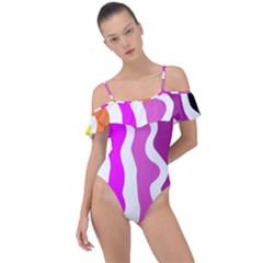 Warp Liquid Multicolor Kids Frill Detail One Piece Swimsuit by Cemarart