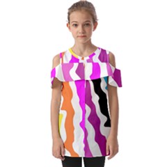 Warp Liquid Multicolor Kids Fold Over Open Sleeve Top by Cemarart