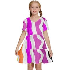 Warp Liquid Multicolor Kids Kids  Short Sleeve Tiered Mini Dress by Cemarart