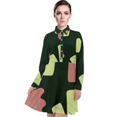 Elements Scribbles Wiggly Line Long Sleeve Chiffon Shirt Dress by Cemarart