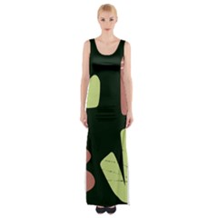 Elements Scribbles Wiggly Line Thigh Split Maxi Dress by Cemarart