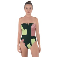 Elements Scribbles Wiggly Line Tie Back One Piece Swimsuit by Cemarart