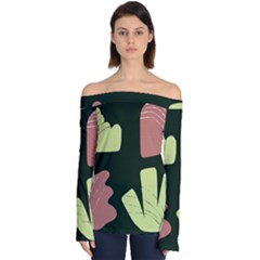 Elements Scribbles Wiggly Line Off Shoulder Long Sleeve Top by Cemarart