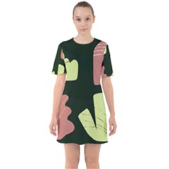 Elements Scribbles Wiggly Line Sixties Short Sleeve Mini Dress by Cemarart