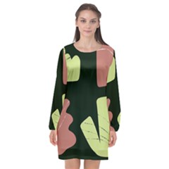 Elements Scribbles Wiggly Line Long Sleeve Chiffon Shift Dress  by Cemarart