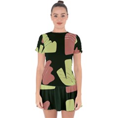 Elements Scribbles Wiggly Line Drop Hem Mini Chiffon Dress by Cemarart