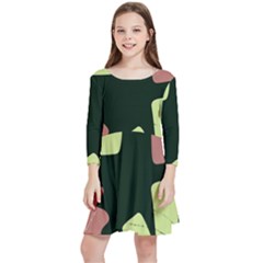 Elements Scribbles Wiggly Line Kids  Quarter Sleeve Skater Dress by Cemarart