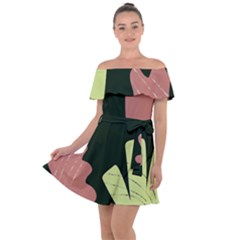 Elements Scribbles Wiggly Line Off Shoulder Velour Dress by Cemarart