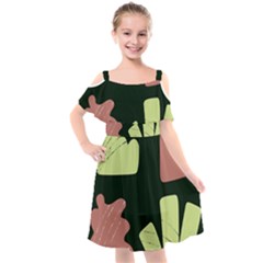 Elements Scribbles Wiggly Line Kids  Cut Out Shoulders Chiffon Dress by Cemarart