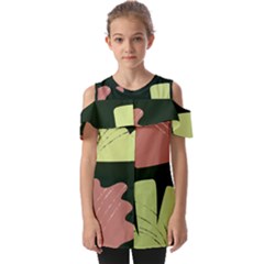 Elements Scribbles Wiggly Line Fold Over Open Sleeve Top by Cemarart