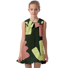 Elements Scribbles Wiggly Line Kids  Pilgrim Collar Ruffle Hem Dress by Cemarart