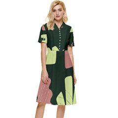 Elements Scribbles Wiggly Line Button Top Knee Length Dress by Cemarart