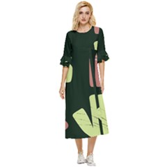 Elements Scribbles Wiggly Line Double Cuff Midi Dress by Cemarart