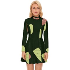 Elements Scribbles Wiggly Line Long Sleeve Velour Longline Dress by Cemarart