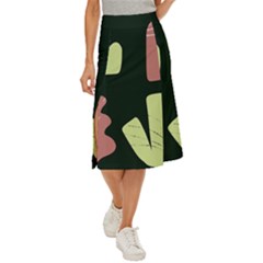 Elements Scribbles Wiggly Line Midi Panel Skirt by Cemarart