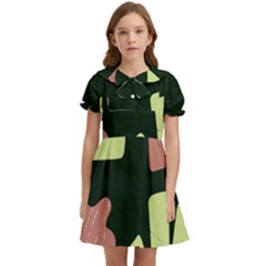 Elements Scribbles Wiggly Line Kids  Bow Tie Puff Sleeve Dress by Cemarart