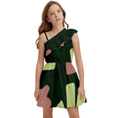 Elements Scribbles Wiggly Line Kids  One Shoulder Party Dress by Cemarart