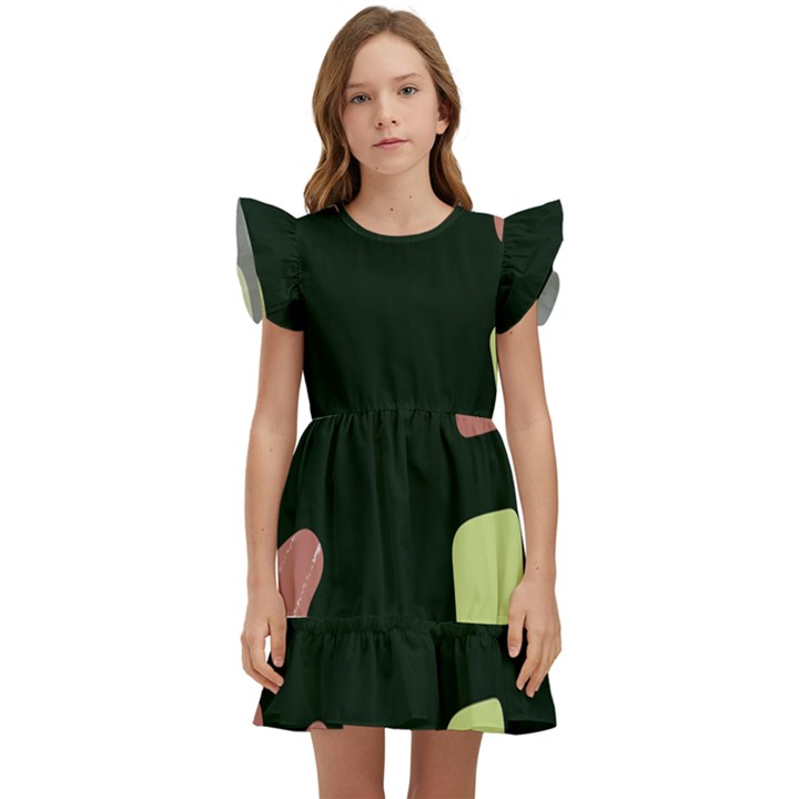 Elements Scribbles Wiggly Line Kids  Winged Sleeve Dress