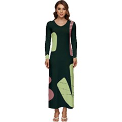 Elements Scribbles Wiggly Line Long Sleeve Longline Maxi Dress by Cemarart