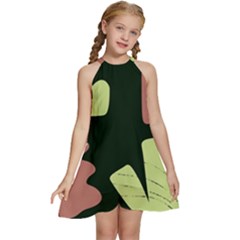 Elements Scribbles Wiggly Line Kids  Halter Collar Waist Tie Chiffon Dress by Cemarart