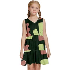 Elements Scribbles Wiggly Line Kids  Sleeveless Tiered Mini Dress by Cemarart