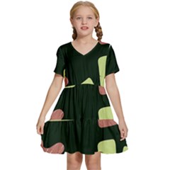 Elements Scribbles Wiggly Line Kids  Short Sleeve Tiered Mini Dress by Cemarart