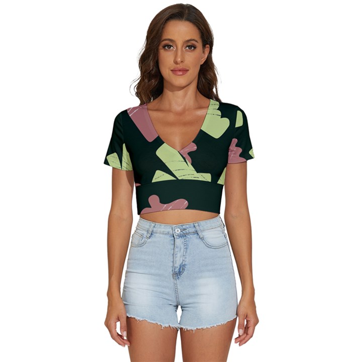 Elements Scribbles Wiggly Line V-Neck Crop Top