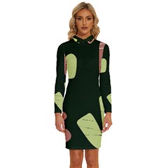 Elements Scribbles Wiggly Line Long Sleeve Shirt Collar Bodycon Dress by Cemarart