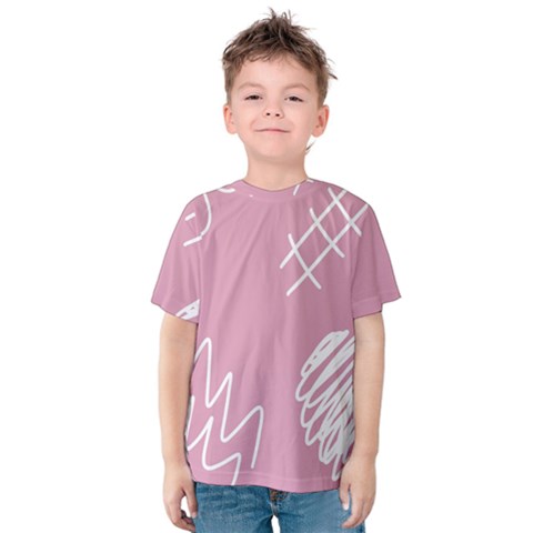 Elements Scribble Wiggly Lines Kids  Cotton T-shirt by Cemarart