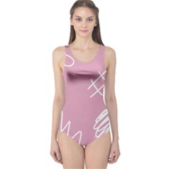 Elements Scribble Wiggly Lines One Piece Swimsuit by Cemarart