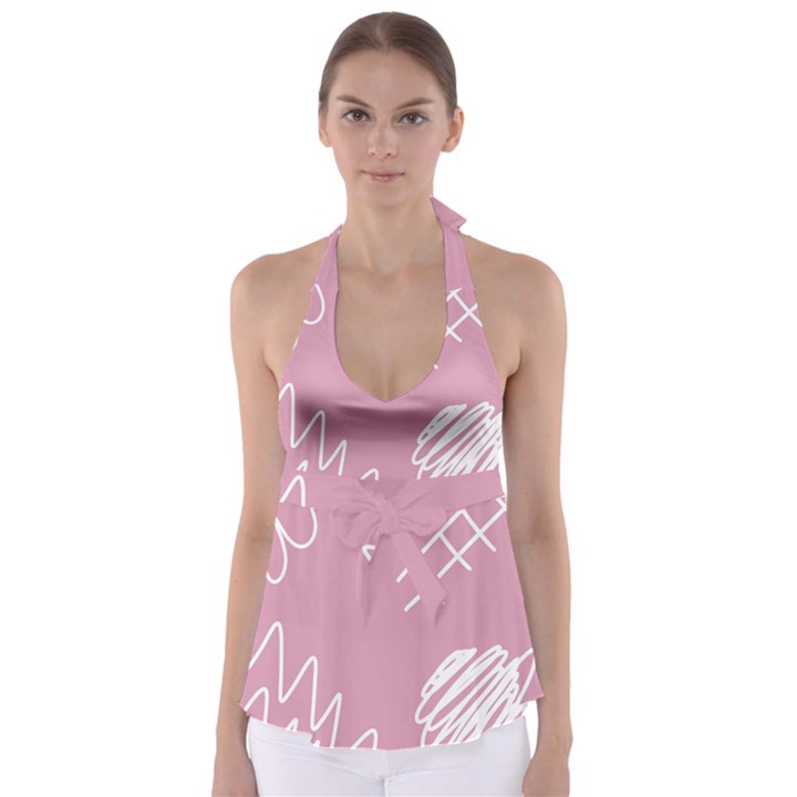 Elements Scribble Wiggly Lines Tie Back Tankini Top