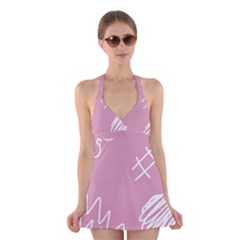 Elements Scribble Wiggly Lines Halter Dress Swimsuit  by Cemarart