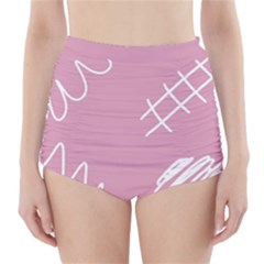 Elements Scribble Wiggly Lines High-waisted Bikini Bottoms by Cemarart