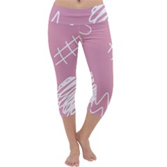 Elements Scribble Wiggly Lines Capri Yoga Leggings by Cemarart