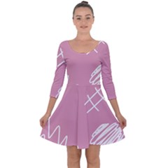 Elements Scribble Wiggly Lines Quarter Sleeve Skater Dress by Cemarart