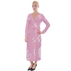 Elements Scribble Wiggly Lines Velvet Maxi Wrap Dress by Cemarart