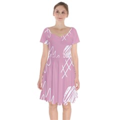 Elements Scribble Wiggly Lines Short Sleeve Bardot Dress by Cemarart