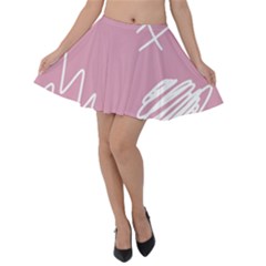 Elements Scribble Wiggly Lines Velvet Skater Skirt by Cemarart