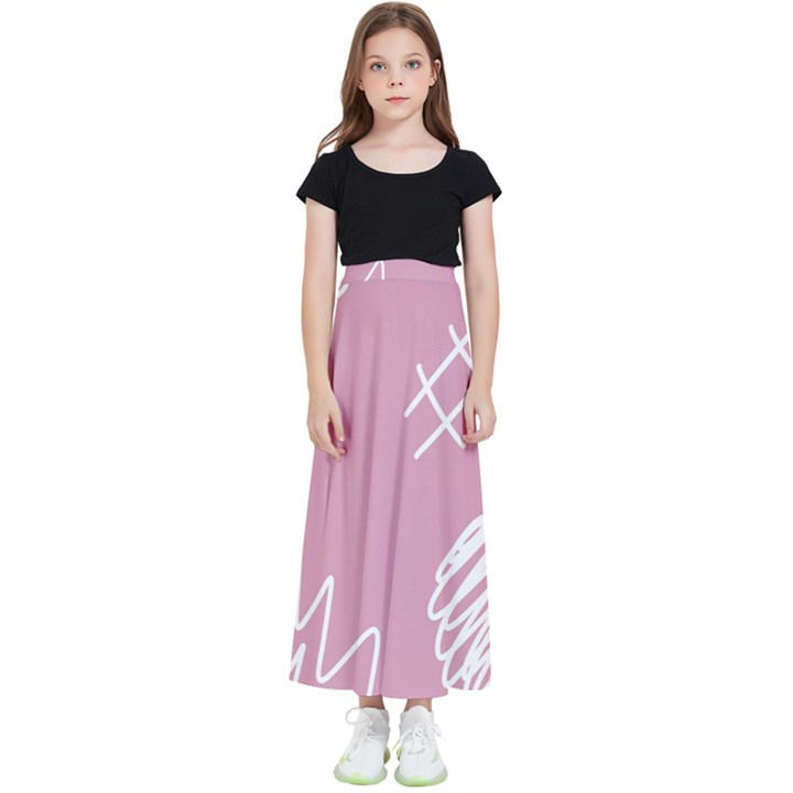 Elements Scribble Wiggly Lines Kids  Flared Maxi Skirt