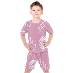 Elements Scribble Wiggly Lines Kids  T-shirt And Shorts Set by Cemarart