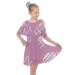 Elements Scribble Wiggly Lines Kids  Shoulder Cutout Chiffon Dress by Cemarart